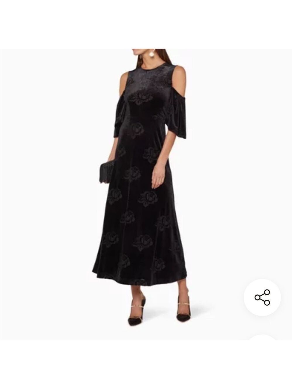 Ganni Black Bloomsbury Velvet Maxi Dress Sz 38